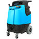 A blue and black Mytee Speedster carpet extractor with wheels and a handle.