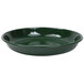 A Crow Canyon Home Stinson enamelware pasta plate in forest green with white speckles and a rim.
