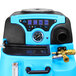 A blue and black Mytee LTD5-LX Speedster carpet extractor with a gauge and a hose.