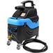 A blue and black Mytee S-300 Tempo upholstery spotter machine with a black cord.