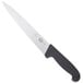 A Victorinox carving knife with a black handle.