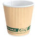 An EcoChoice paper hot cup with a white rim and label.