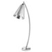 An Eastern Tabletop silver stainless steel freestanding heat lamp with a curved metal base.