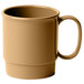 A beige Cambro polycarbonate coffee mug with a handle.