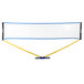 A Triumph multi-sport net with yellow and blue trim.