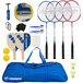 A blue bag with a Triumph Multi-Sport Combo Net Set paddle and racket.