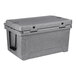 A grey CaterGator outdoor cooler with a lid and handles.