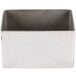 A silver rectangular stainless steel sugar caddy with a hammered texture.