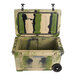 A green and black CaterGator outdoor cooler with wheels.