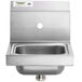 A stainless steel Regency wall mounted hand sink with a hole for a faucet.