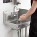 Regency 12" x 16" Wall Mounted Hand Sink with Gooseneck Faucet and Right Side Splash Main Thumbnail 1