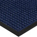 A close up of a blue Lavex waffle entrance mat with a black border.