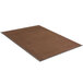 A brown rectangular carpet with a grey border.