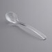 A clear polycarbonate salad bar spoon with a spoon handle.