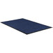 A blue rectangular rug with black border.