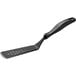 A black Linden Sweden Gourmaid silicone perforated spatula with a black handle.