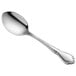 An Acopa Blair stainless steel dinner/dessert spoon with a long handle.