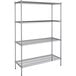 A close-up of a Steelton wire shelving unit with 4 shelves.