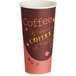 A white paper Choice coffee cup with a coffee print on it.