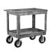 A Lakeside grey plastic utility cart with black pneumatic wheels.