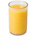 A Carlisle clear plastic tumbler filled with orange juice on a white background.