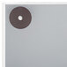 A Dynamic by 360 Office Furniture frameless frosted glass dry erase board with a brown circle and a hole in it.
