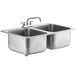 Regency 14" x 16" x 10" 20 Gauge Stainless Steel Two Compartment Drop-In Sink with 8" Swing Faucet Main Thumbnail 3