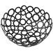 An American Metalcraft black metal round serving basket with circles on it.