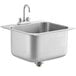 Regency 20" x 16" x 12" 20 Gauge Stainless Steel One Compartment Drop-In Sink with Gooseneck Faucet Main Thumbnail 3