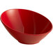 A case of 12 red slanted melamine bowls with a red bowl on a white background.