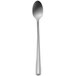 A stainless steel iced tea spoon with a silver handle.