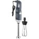 An AvaMix heavy-duty immersion blender with a whisk attachment on a counter.