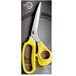 Mercer Culinary stainless steel poultry shears with yellow TPR handles.