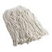 A Lavex natural cotton cut end wet mop head with a 1" headband on a white background.