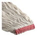 A close up of a white Lavex cotton looped end mop head.