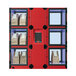 A red and black Hatco Flav-R 2-Go heated locker system with brown bags inside.