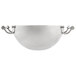 A silver Vollrath stainless steel bowl with handles.