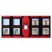 A red Hatco Flav-R 2-Go pickup locker machine with black frames and a few boxes.