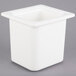 A white Carlisle Coldmaster 1/6 size food pan with a square top.