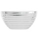 A Vollrath square metal serving bowl with a white rim.