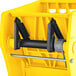A yellow Lavex mop bucket with a black handle and side press wringer attachment.
