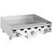 A Vulcan natural gas commercial griddle with a chrome top and extra deep plate.