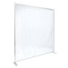 A clear PVC partition with a metal frame on a white background.