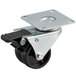 A Galaxy metal plate caster with black and metal wheels.