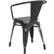 Lancaster Table & Seating Alloy Series Distressed Black Metal Indoor / Outdoor Industrial Cafe Arm Chair Main Thumbnail 3