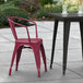 Lancaster Table & Seating Alloy Series Sangria Metal Indoor / Outdoor Industrial Cafe Arm Chair Main Thumbnail 1