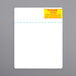 A white paper with a yellow and blue rectangle with red text and blue lines.