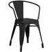 Lancaster Table & Seating Alloy Series Black Metal Indoor / Outdoor Industrial Cafe Arm Chair Main Thumbnail 3