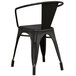 Lancaster Table & Seating Alloy Series Black Metal Indoor / Outdoor Industrial Cafe Arm Chair Main Thumbnail 4