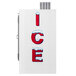 A white Leer ice merchandiser with red letters and a vent.